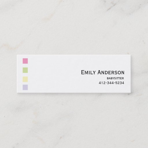 Customizable Babysitter Colorful Squares Business Card