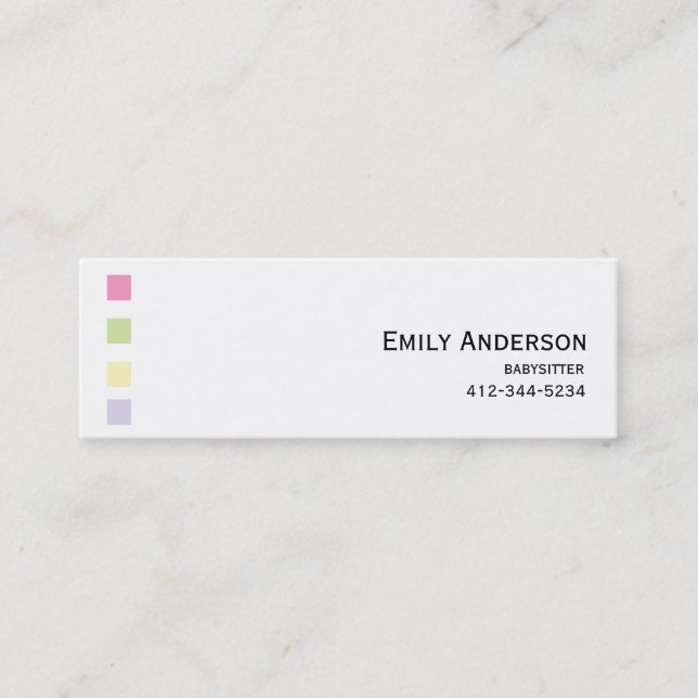 Babysitter Colorful Squares Business Card (Front)