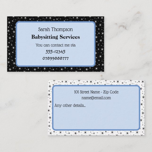 Babysitter Contact Business Card (Front/Back)