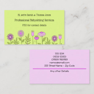 Babysitter Contact Floral Business Card