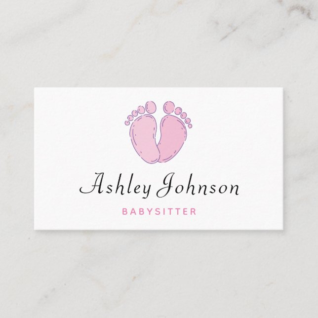 Babysitter Cute Baby Footprints Child Care Infant  Business Card (Front)