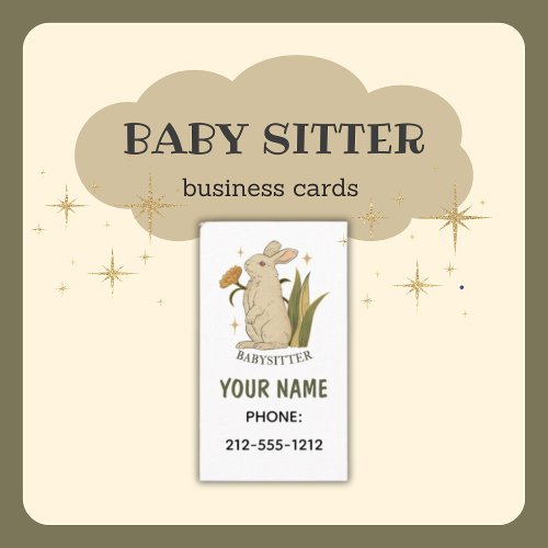 Babysitter Cute Floral Bunny Baby Business Cards