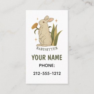Babysitter Cute Floral Bunny Baby Business Cards