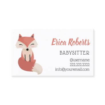 Babysitter Cute Little Fox Babysitting Service Business Card Babysitter Cute Little Fox Babysitting Service Business Card