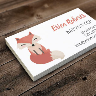 Babysitter Cute Little Fox Babysitting Service Business Card