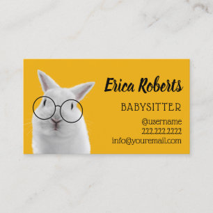 Babysitter Cute Nerdy Rabbit Babysitting Childcare Business Card