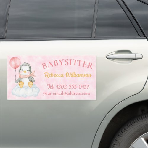 Babysitter Cute Penguin Business Car Magnet