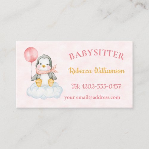Babysitter Cute Penguin  Business Card