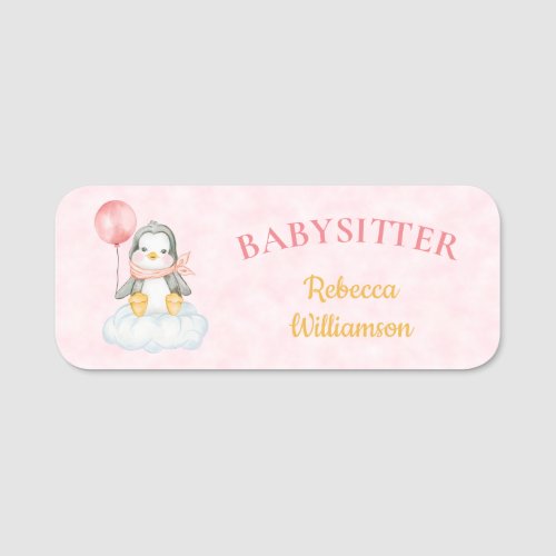 Babysitter Cute Penguin Business Name Tag