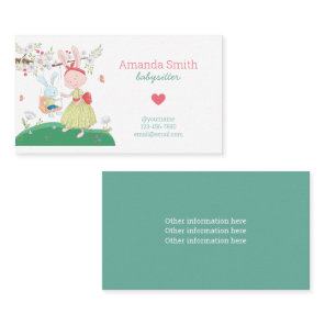 Babysitter Cute Rabbit Babysitting Service Business Card