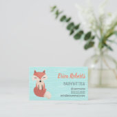 Babysitter Cute Woodland Fox Babysitting Childcare Business Card (Standing Front)
