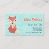 Babysitter Cute Woodland Fox Babysitting Childcare Business Card (Front)