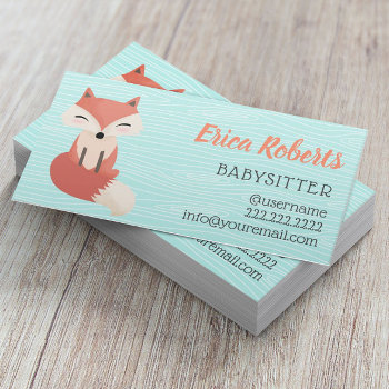 Babysitter Cute Woodland Fox Babysitting Childcare Business Card by cardfactory at Zazzle