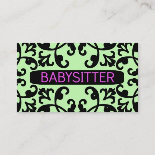 Babysitter Damask Business Card