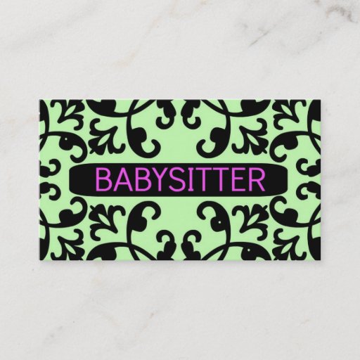 Customizable Babysitter Damask Business Card