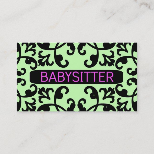 Babysitter Damask Business Card (Front)