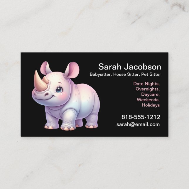 Babysitter, House Sitter, Pet Sitting Business Card (Front)