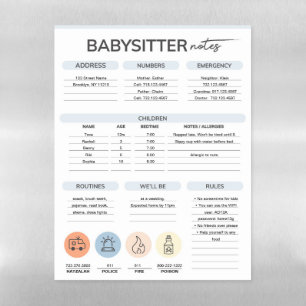 Babysitter Information Sheet