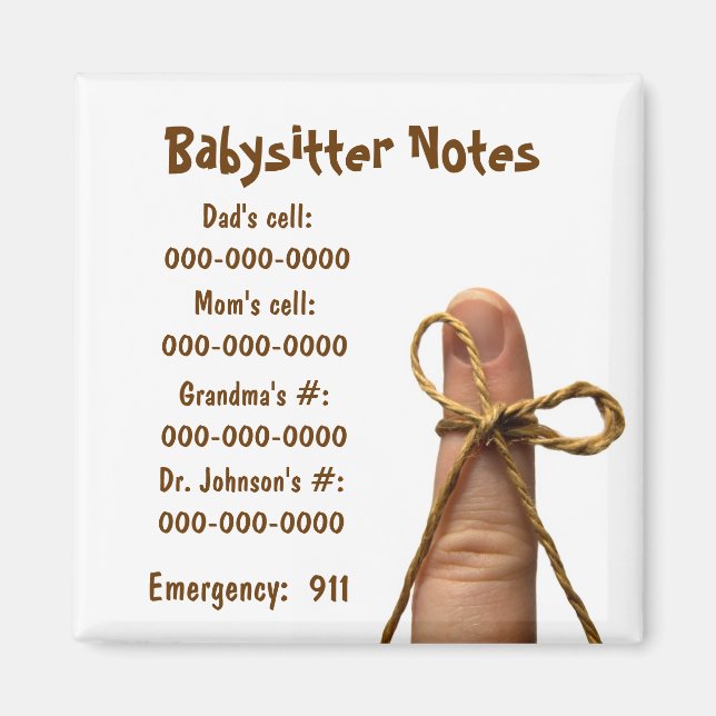 Babysitter magnet (Front)