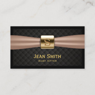 Babysitter Modern Gold Logo Diamond Quilted Business Card