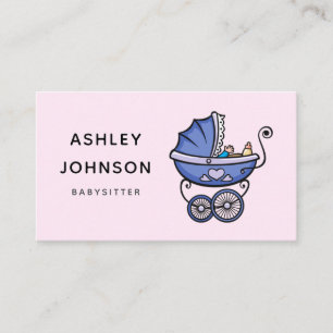 Babysitter Nanny Caregiver Cute Stroller Pink Kids Business Card