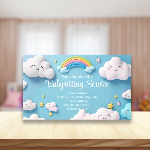 Babysitter Nanny Childcare Happy Clouds Business Card