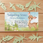 Babysitter Nanny Childcare Watercolor Baby Deer Business Card