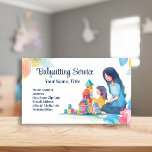 Babysitter Nanny Childcare Watercolor Blocks Business Card