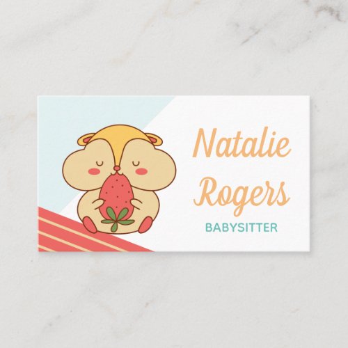 Babysitter Nanny Cute Kawaii Hamster  Strawberry Business Card