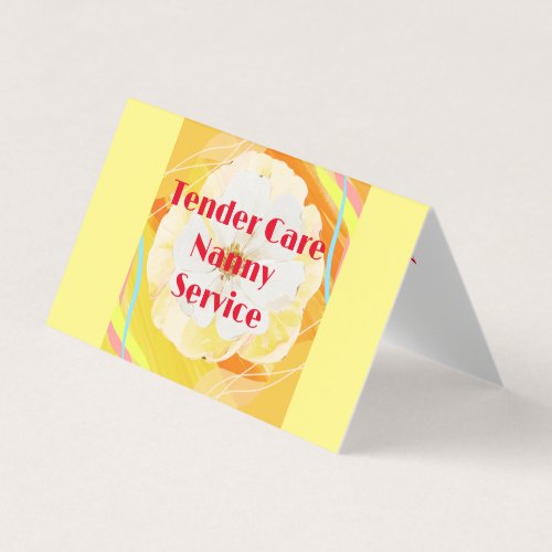 Babysitter Nanny Modern Yellow  White Rose Business Card
