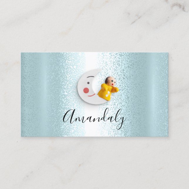 Babysitter Nanny Professional Child Daycare Moon Business Card (Front)