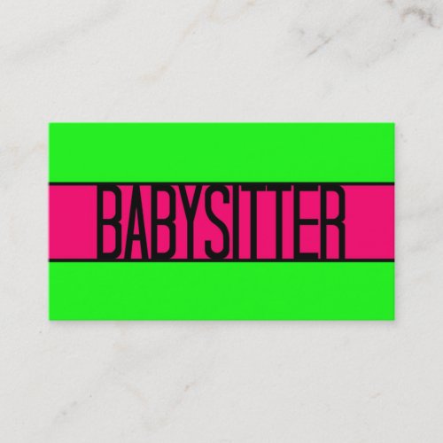 Babysitter Neon Green and Hot Pink Business Card