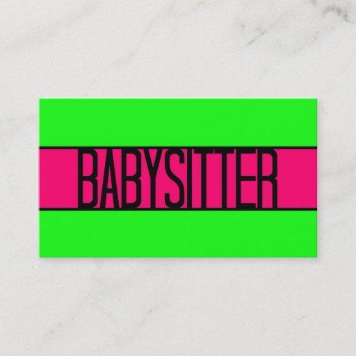 Customizable Babysitter Neon Green and Hot Pink Business Card