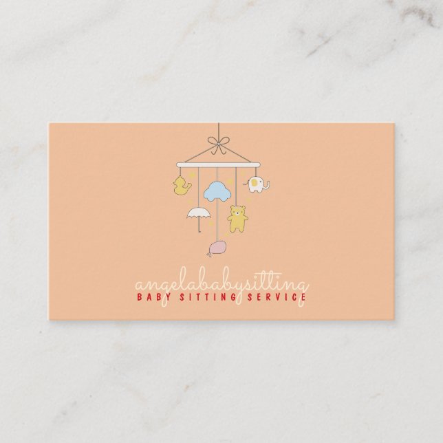 Babysitter Newborn Room Decor Hanging Toy Business Card (Front)