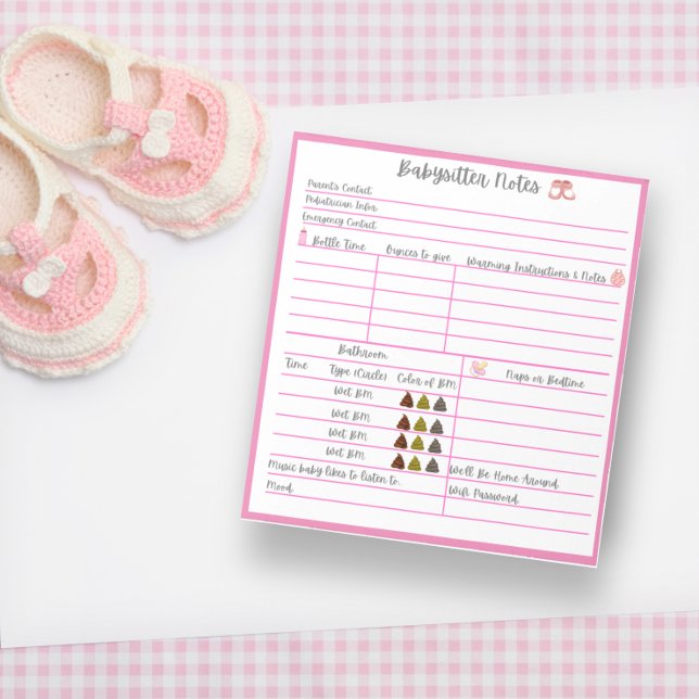 Babysitter Notes For Newborn Baby Girl (Creator Uploaded)