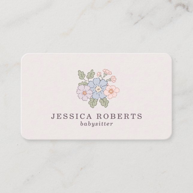 Babysitter pastel floral  Business Card (Front)