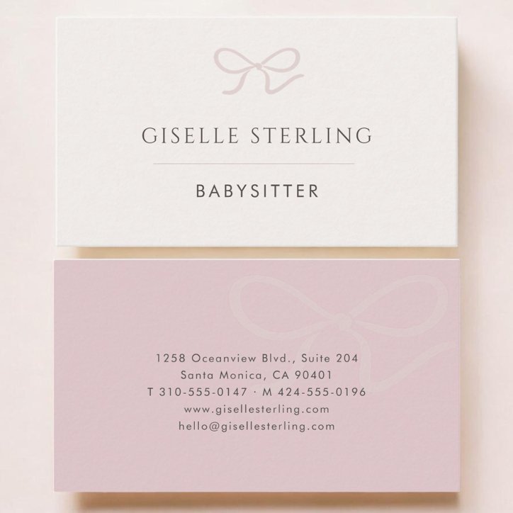 Babysitter Pink Bow Business Card