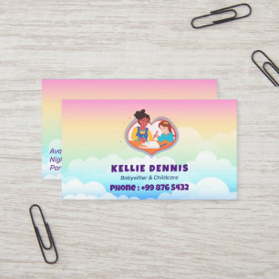 Babysitter Professional Business Cute Rainbow Business Card