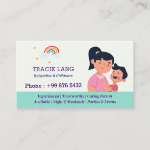 Babysitter Professional Business   Cute Rainbow Card
