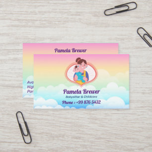 Babysitter Professional Business   Cute Rainbow Card