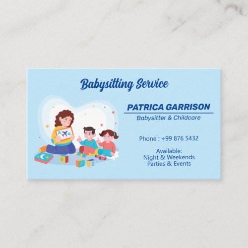 Babysitter Professional Business  Nanny Childcare Business Card