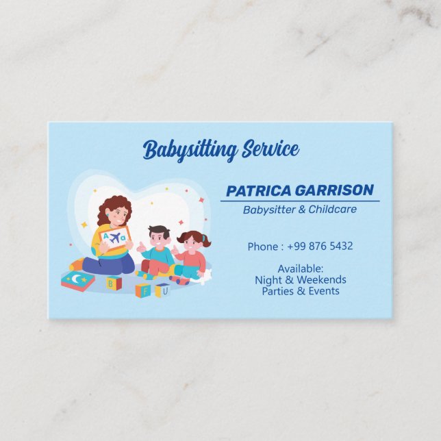 Babysitter Professional Business | Nanny Childcare Card (Front)