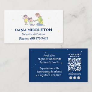 Babysitter Professional Business Navy White Business Card
