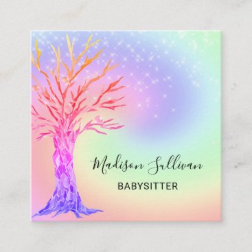 Babysitter Rainbow Colors Square Business Card