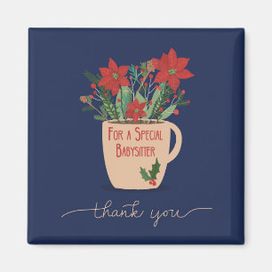Babysitter Thank You at Christmas Poinsettias Magnet