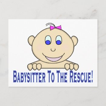 Babysitter To The Rescue Postcard by goldnsun at Zazzle
