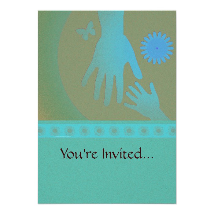 Babysitter Turquoise Tan Hands Invitations