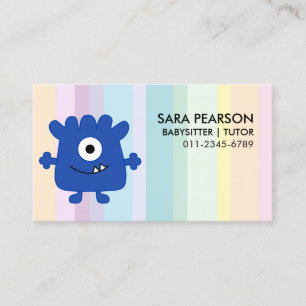 Babysitter Tutor Child Care Blue Monster Alien Business Card
