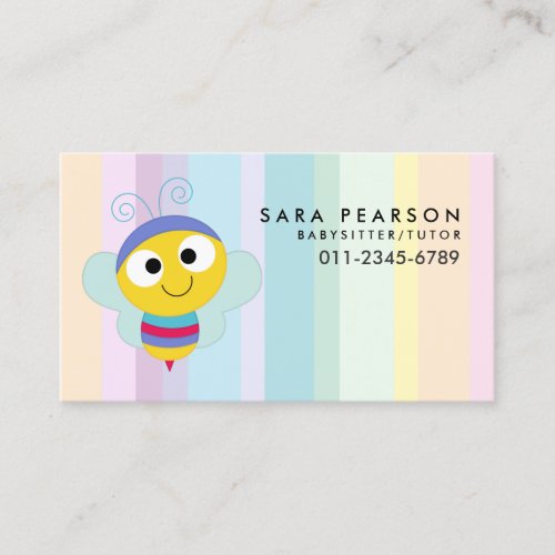 Babysitter Tutor Child Care Cute Butterfly Business Card