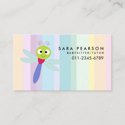 Babysitter Tutor Child Care Cute Dragonfly Business Card